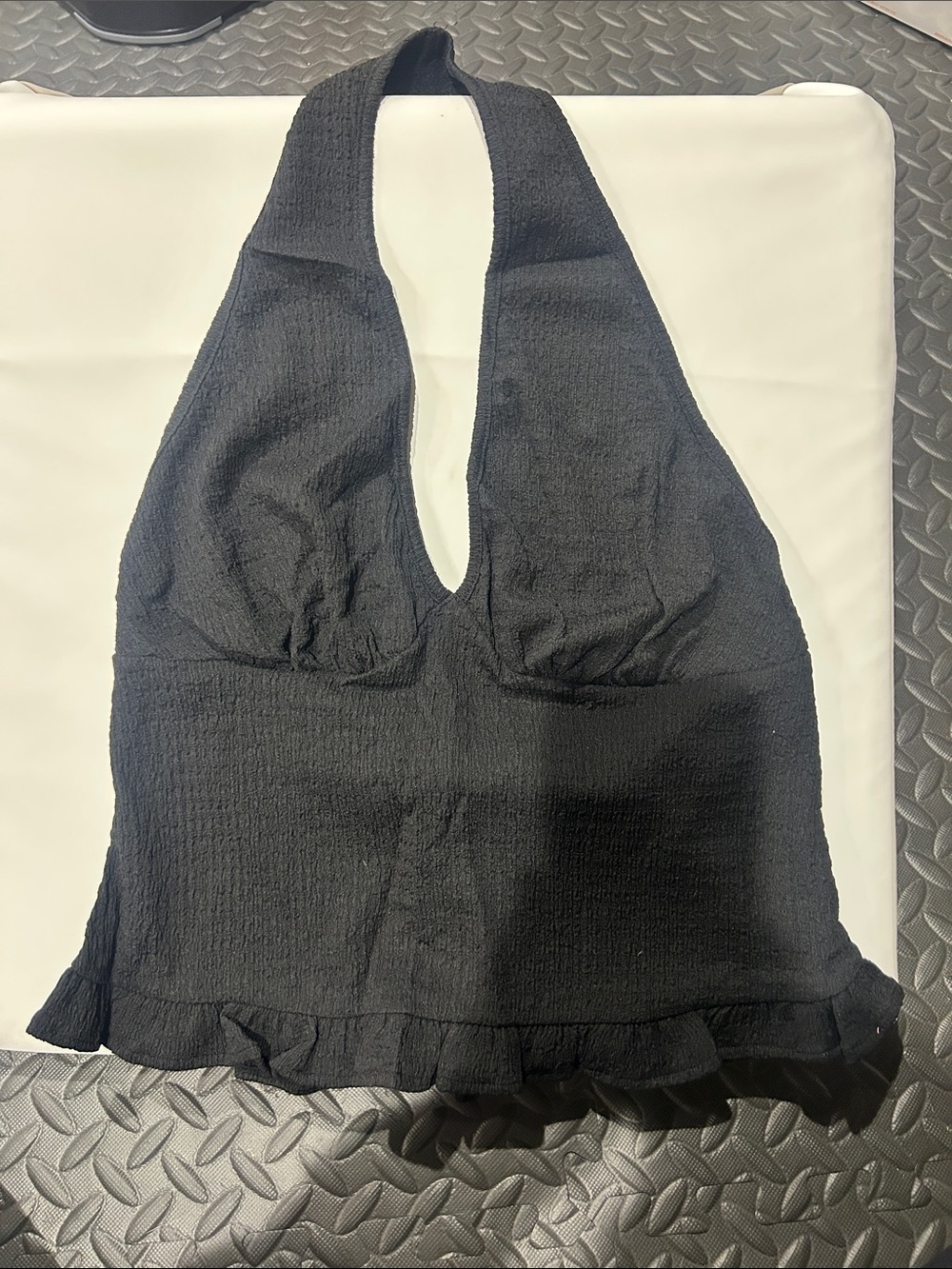 Cupshe Black Halter Ruffle-Trim Bandeau Top